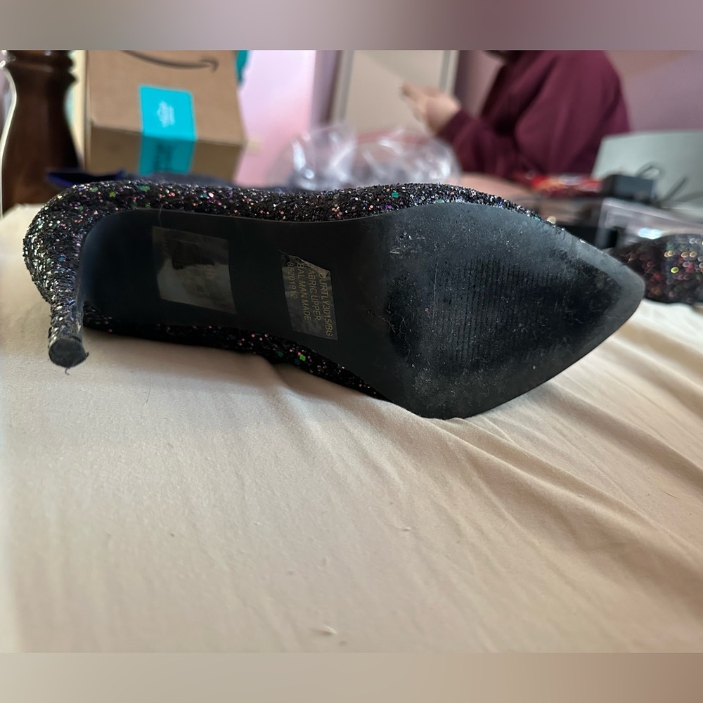 Women's Glitter Black Heels